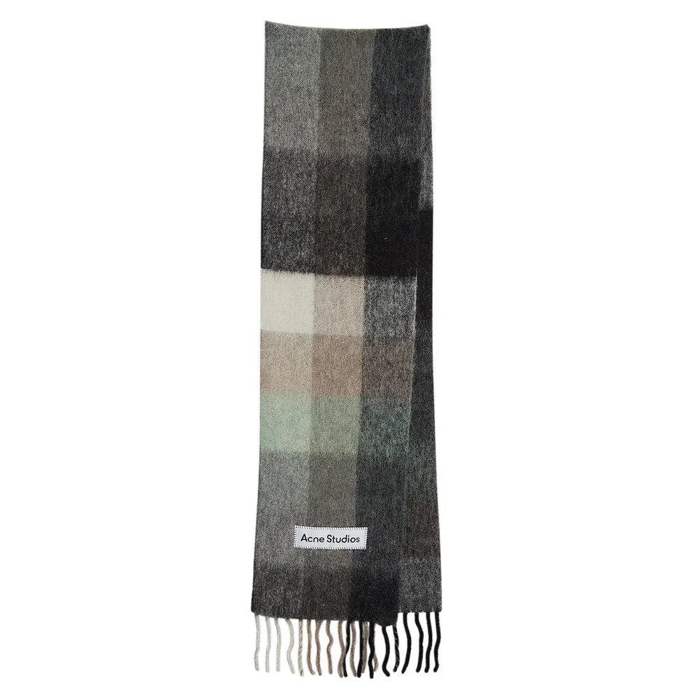 Acne Studios Mohair Checked Scarf Green/Grey/Black