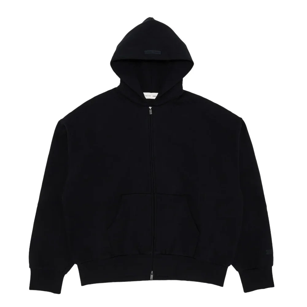Fear of God Essentials Classic Full Zip-Up Hoodie Jet Black