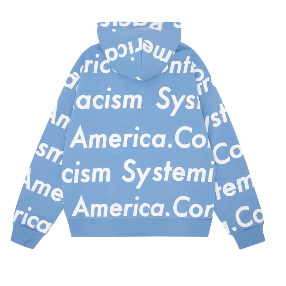 Denim Tears x Arthur Jafa Systemic Racism Controls America Zip Up Hoodie Dusty Blue