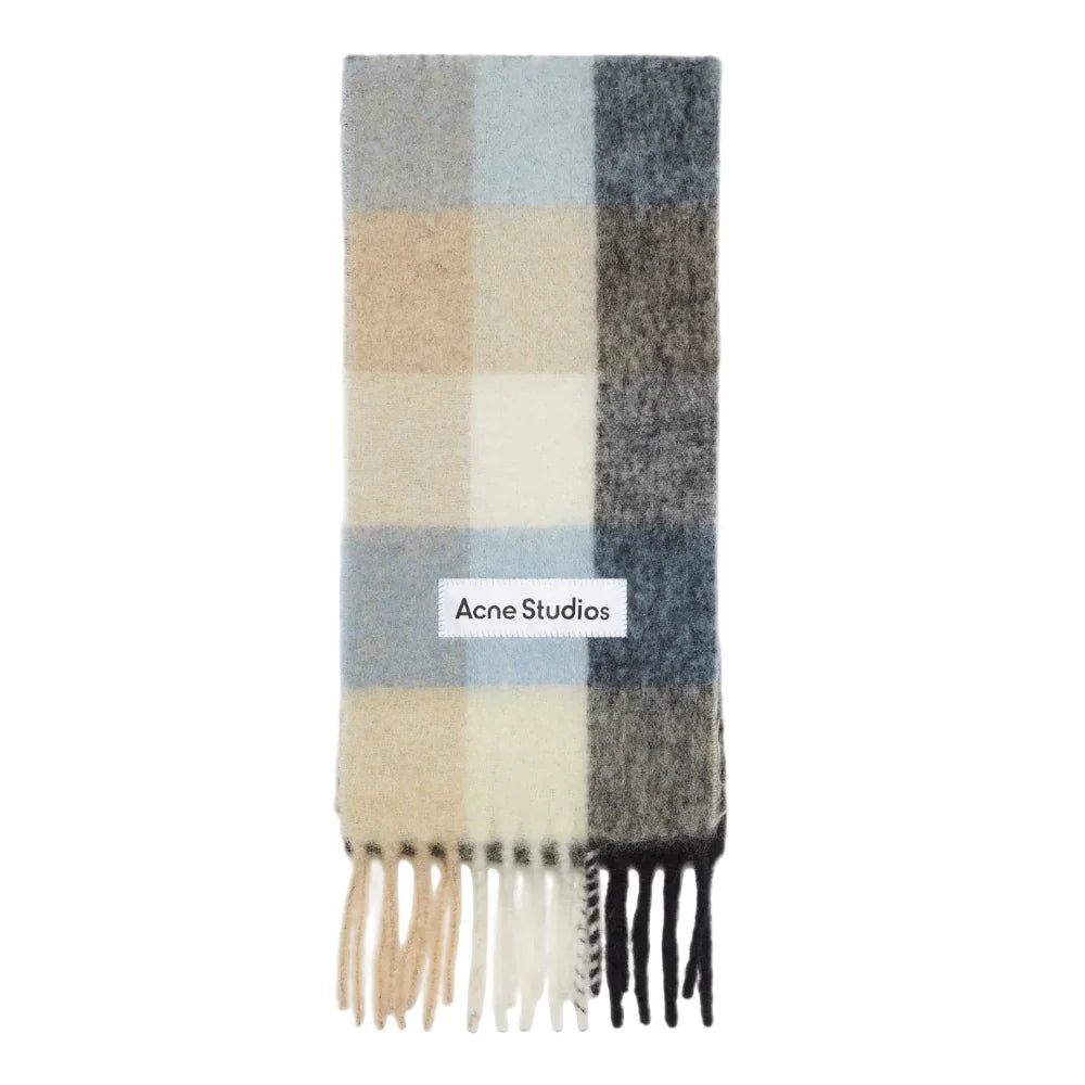 Acne Studios Mohair Checked Scarf Blue/Beige/Black