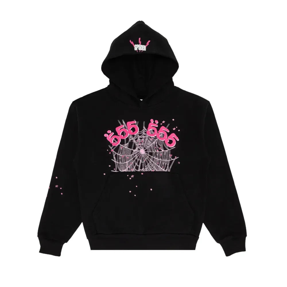 Sp5der Angel Number Hoodie Black