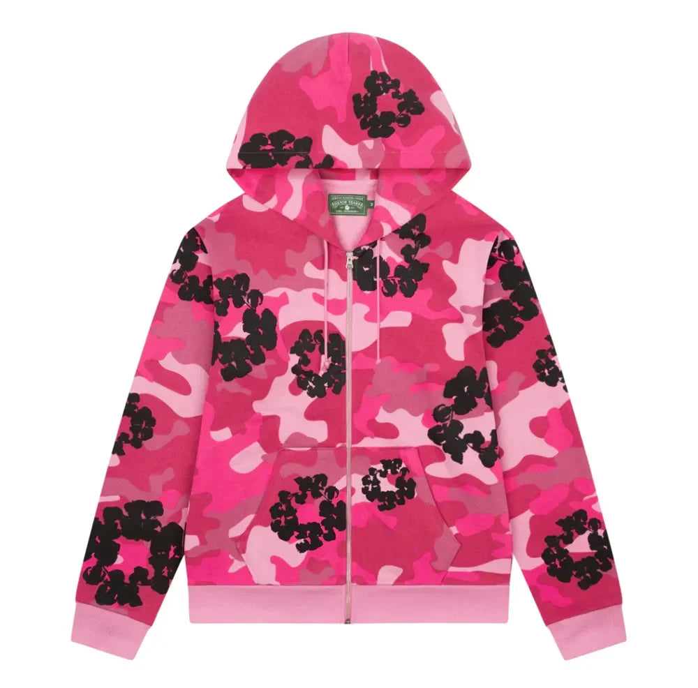 Denim Tears The Cotton Wreath Zip Sweatshirt Pink Camo