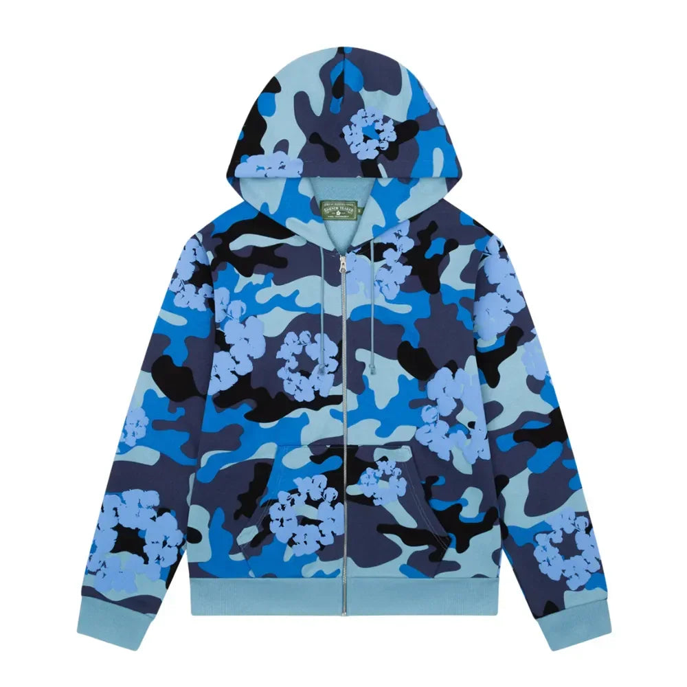 Denim Tears The Cotton Wreath Zip Sweatshirt Blue Camo