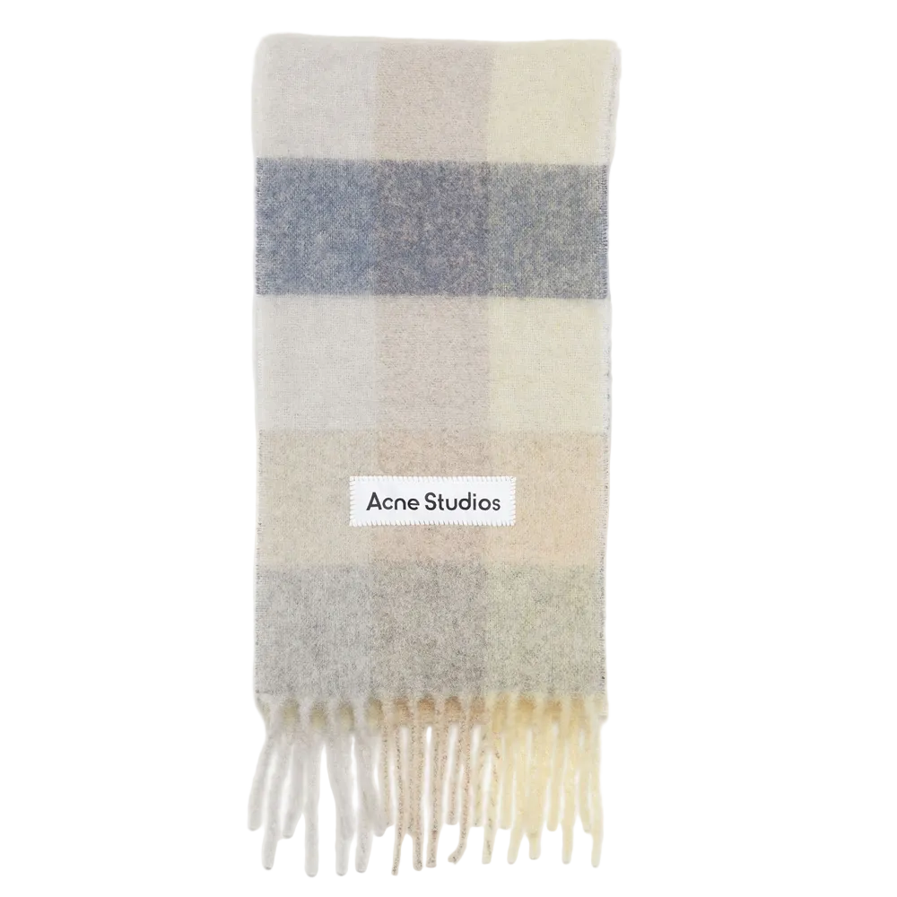 Acne Studios Mohair checked scarf Vanilla/beige/lavender