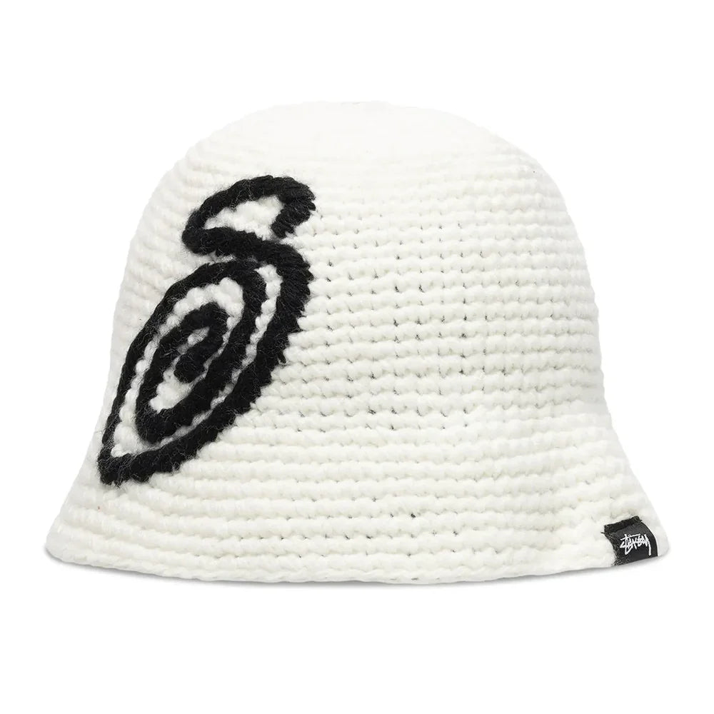 Stussy Swirly S Knit Bucket Hat Bone