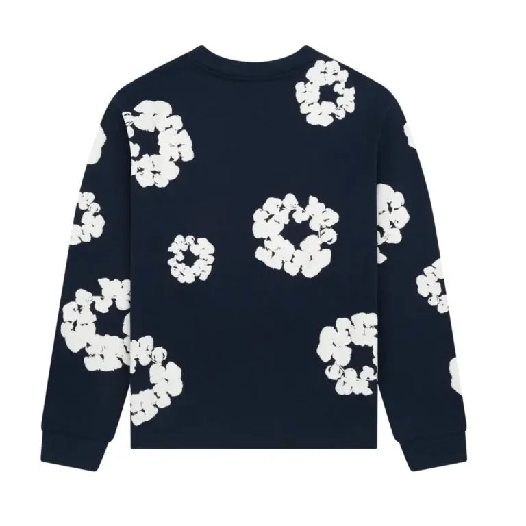 Denim Tears Long Sleeve Cotton Wreath T-shirt Navy