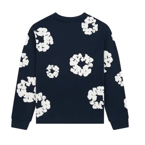 Denim Tears Long Sleeve Cotton Wreath T-shirt Navy