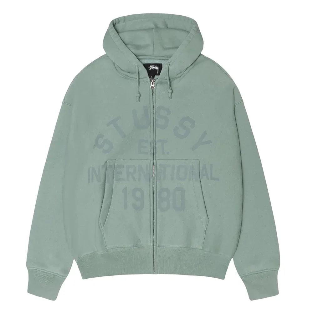 Stussy Established Zip Hoodie Grey Green
