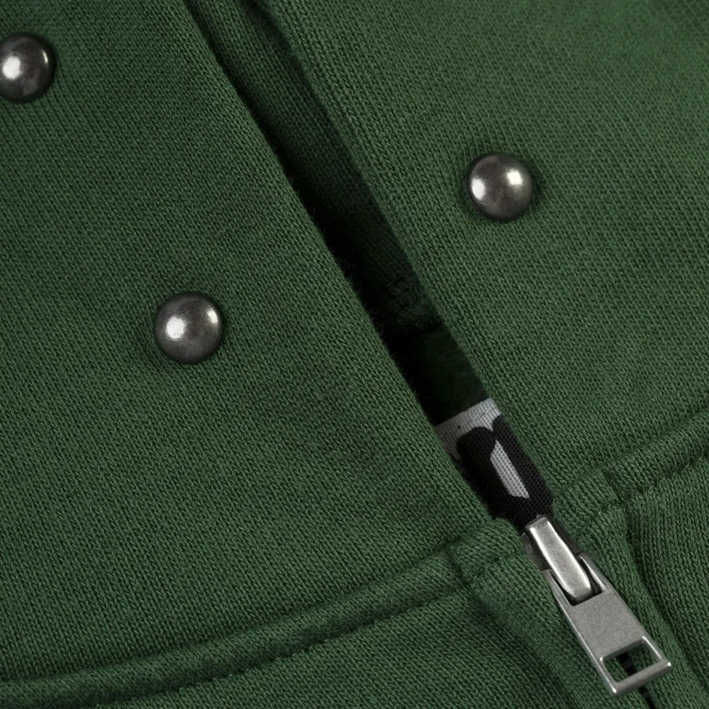 Sp5der Og Web Studded Zip Hoodie Green