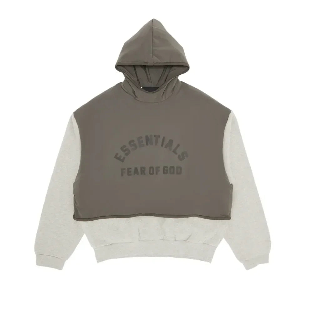 Fear Of God Essentials Nylon Fleece Hooded Sweater Dark Heather Oatmeal/lnk